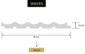 Panou riflaj decorativ 3D din polimer rigid, model Waves - 15x1.2x290 cm