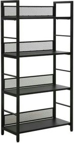 Etajera RAW R4, negru, PAL laminat/metal, 60x28x121 cm