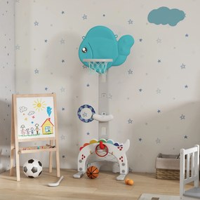 AIYAPLAY Coș de Baschet pentru Copii 5 în 1 cu Înălțime Reglabilă, Poartă de Fotbal și Golf, 46x51x134-152 cm, Multicolor | Aosom Romania