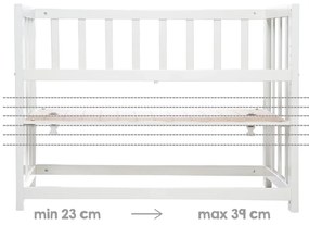 Pătuț leagăn alb cu spațiu de depozitare și baldachin 90x45 cm Indibär – Roba