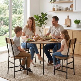 HOMCOM Set masă 5 piese: masă și 4 scaune, picioare metal, finisaj natural. | Aosom Romania