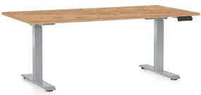 Masă înălțime reglabilă OfficeTech D, 160 x 80 cm, picioare gri, stejar kraft