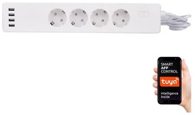 Prelungitor 1,8 m cu întrerupător + 4xUSB/Wi-Fi Tuya SCHUKO