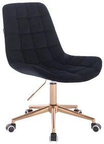 HR590K scaun Catifea Negru cu Bază Aurie