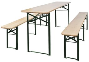 vidaXL Masă pentru bere pliabilă cu 2 bănci, 220 cm, lemn de brad