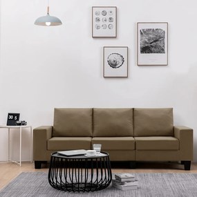 287123 vidaXL Canapea cu 3 locuri, maro, material textil