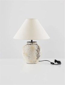 Veioza decorativa, Ceramica, Tesatura, Alb, LUPE
