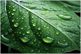 Tablou - Detaliu de frunze după ploaie (90x60 cm)