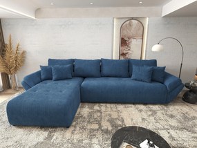 Colțar extensibil dumonde cu ladă de depozitare si sezut confortabil din spuma high-density, Berlin XL Zoom Blue 350x185 cm