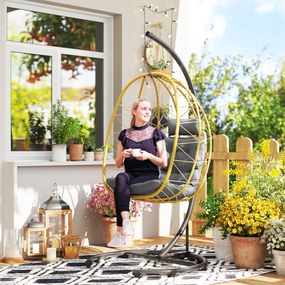 Outsunny Scaun Balansoar din Ratan din PE de Exterior cu Perna | Aosom Romania