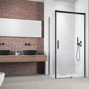 Cabina de dus dreptunghiulara cu usa glisanta Radaway Idea KDJ 110x80 cm finisaj negru mat-transparent dreapta