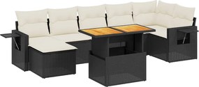 vidaXL Set mobilier de grădină cu perne, 8 piese, negru, poliratan