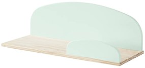 Set KIDDY în verde mentă format dintr-un Pat copii (90x200), noptieră, 2 rafturi de perete (45 și 65 cm) și o cutie de jucării.