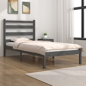 3103635 vidaXL Cadru de pat, gri, 90x200 cm, lemn masiv de pin