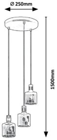 Lustra cu 3 pendule design industrial Alberta 5092 RX