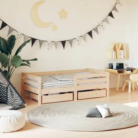vidaXL Cadru de pat cu sertare de copii, 70x140 cm, lemn masiv de pin