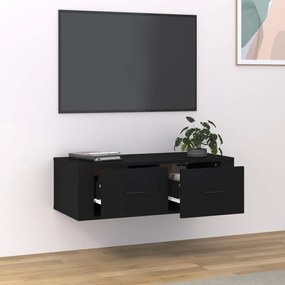 Dulap TV suspendat, negru, 80x36x25 cm, lemn compozit 1, Negru