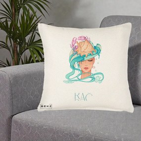 Perna Personalizata Zodie Rac, 40x40 cm, Crem Reliefat, Husa Detasabila, Perna Inclusa, BEKZ®