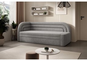 Canapea gri extensibilă/cu spațiu de depozitare cu tapițerie din țesătură bouclé cu colț pe partea stângă 223 cm Fabillo – ELTAP