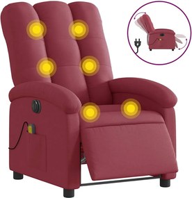 vidaXL Fotoliu electric de masaj rabatabil, roșu vin, textil