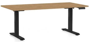 Masă înălțime reglabilă OfficeTech D, 160 x 80 cm, picioare negre, stejar piatra