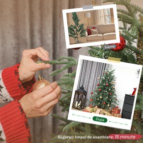 HOMCOM Brad de Crăciun Plin de 150 cm cu Vârfuri Dense și Realiste, Montaj Ușor - Verde | Aosom Romania