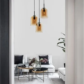 Lustra cu 3 pendule modern Velor champagne