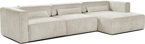 Colțar Extensibil 5 locuri ZANETTO, cu ladă de depozitare, 340x157x70 cm, Crem-Onyx / Dreapta