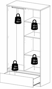 Șifonier alb 99x201 cm Naia - Tvilum