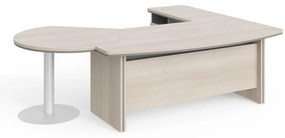 Statie de lucru de colt Manager LUX 255 x 205 cm, stânga, salcâm deschis / gri