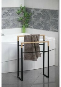 SAPHO Ska308 Ska suport pentru prosoape 55 x 80 x20 cm, negru mat/stejar