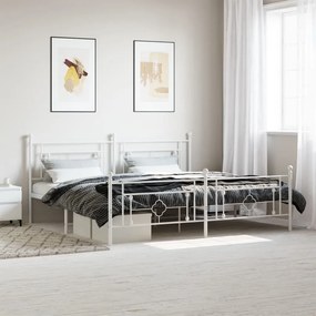 374412 vidaXL Cadru de pat metalic cu tăblie de cap/picioare, alb, 193x203 cm