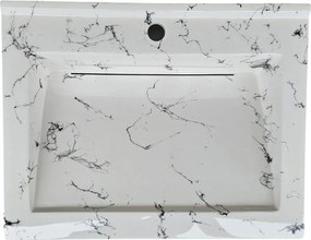 Lavoar(chiuveta) baie compozit granit, cu sifon ascuns, HouseXL LuxMarble, 80x47 cm, montaj pe blat sau masca, antibacterian, aspect marmurat