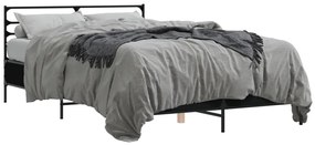 3280037 vidaXL Cadru de pat, negru, 120x200 cm, lemn prelucrat și metal