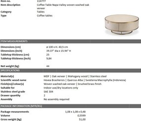 Masuta de cafea moderna design LUX Napa Valley stejar albit 114777 HZ