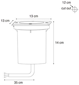 Spotlight exterior pentru sol negru pătrat reglabil IP65 - Delux