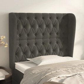 vidaXL Tăblie de pat cu aripioare gri închis 103x23x118/128 cm catifea