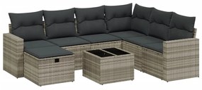 3263538 vidaXL Set mobilier de grădină cu perne, 8 piese gri deschis poliratan