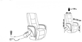 Fotoliu recliner cu functie de masaj Pulsar 2 stofa gri H106 cm