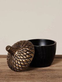 Borcan din lemn de mango si aluminiu in forma de ghinda, Nuts