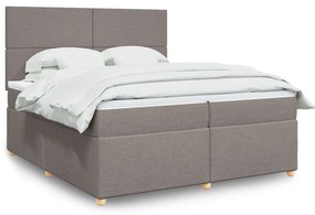vidaXL Pat box spring cu saltea, gri taupe, 200x200 cm, textil