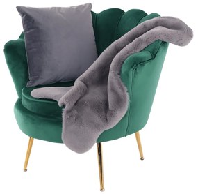 Fotoliu în stil Art-deco, catifea Velvet smarald/crom auriu, NOBLIN