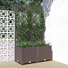 Jardiniera de gradina cu spalier maro, 80x40x136 cm, PP 1, Maro, 80 x 40 x 136 cm