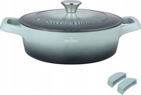 Oală joasă Swiss Haus Zurich Luxury Collection SH-ZLC28G, 28 cm, 4,2 l, acoperire ceramică Sapphire, cuptor până la 220 °C, inducție, mentă/grafit