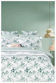 Lenjerie de pat albă/verde din bumbac ranforcé pentru pat dublu/extinsă cu cearceaf inclus/cu 4 piese 200x220 cm – Mila Home