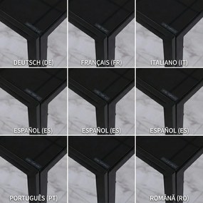 HOMCOM Masă Rectangulară pentru 4 Persoane din Metal și Sticlă Călită, 120x60x75 cm, Negru | Aosom Romania