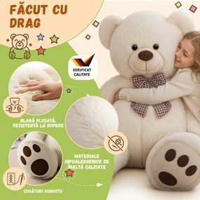 Urs mare de pluș BENY, 100cm, crem Monzana