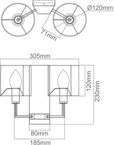 Open Design OR81497 - Aplica de perete CASA 2xE14/12W/230V, crom lucios/crem