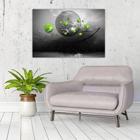Tabloul cu bile abstracte verzi (90x60 cm)
