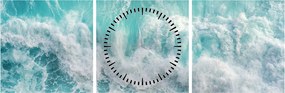 Tablou - Vedere a valurilor oceanului (cu ceas) (90x30 cm)